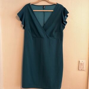 SHEIN Teal Green Ruffled Midi Dress Size 1X Never Worn NWOT